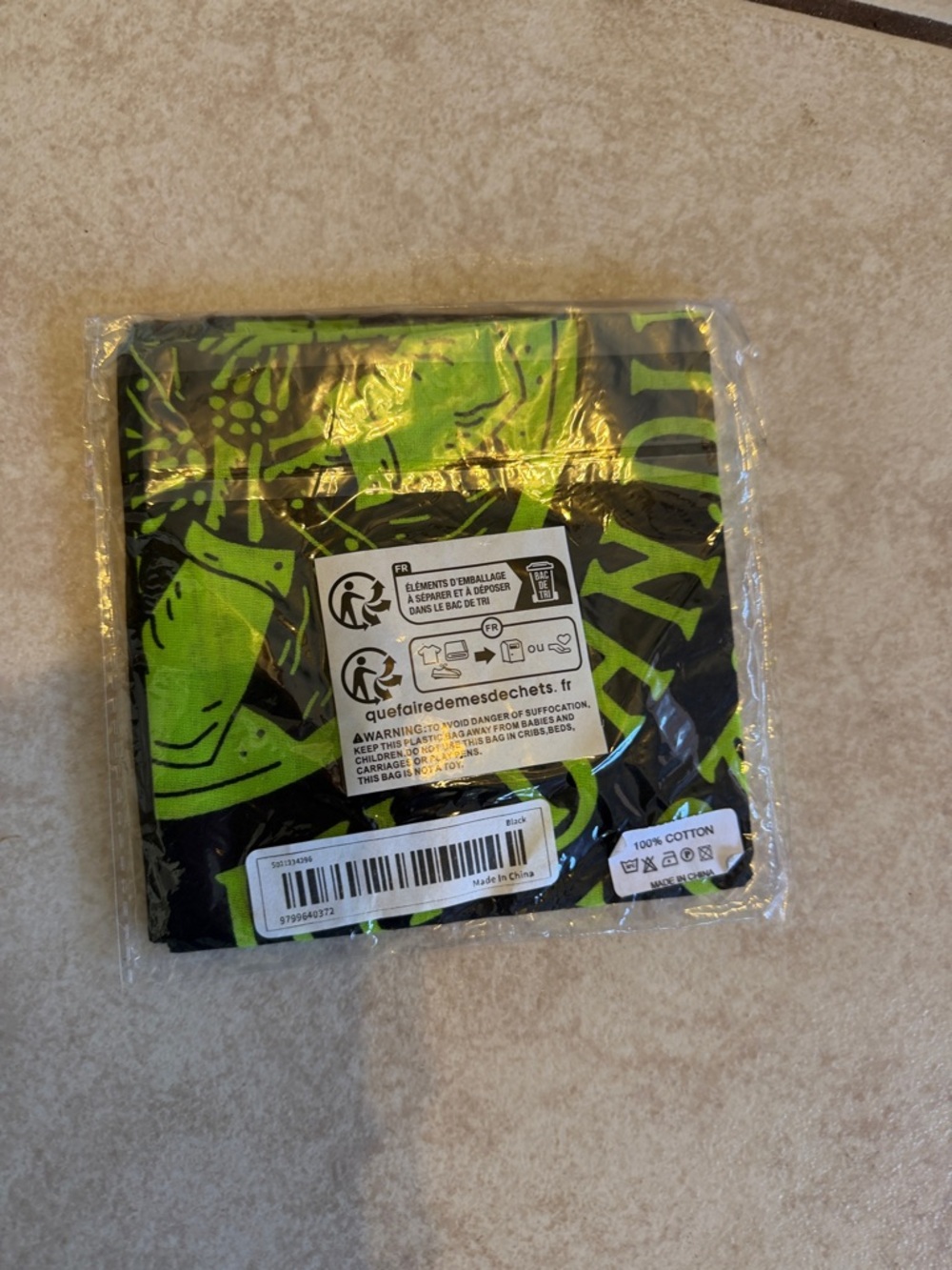 Neon Green & Black Wanted Bandana - Picture 5 of 6